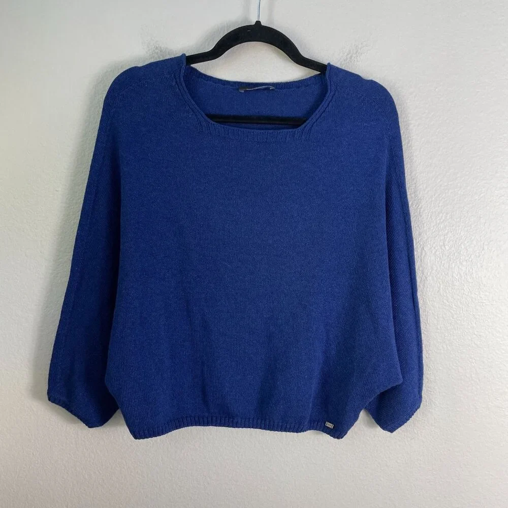 Cop.Copine Womens Medium Bishop Pullover Blue Sweater Dolman Sleeve Square Neck‎ - Picture 8 of 12
